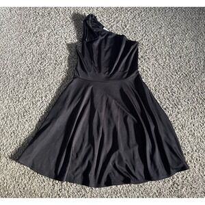 Jasambac Women's Black One Shoulder A Line Dress Size Large